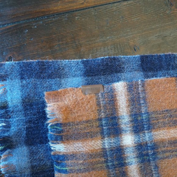 NWOT Pendleton Long Reversible Scarf Blue/Orange Plaid 100% wool - Picture 3 of 7